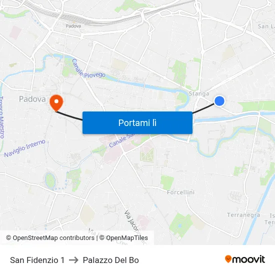 San Fidenzio 1 to Palazzo Del Bo map