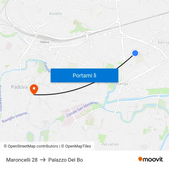 Maroncelli 28 to Palazzo Del Bo map