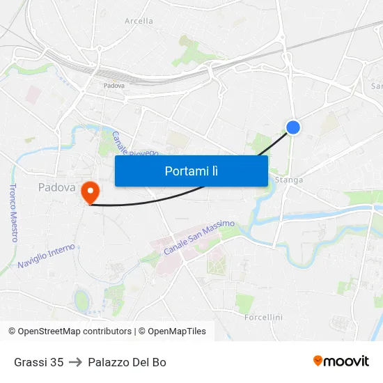 Grassi 35 to Palazzo Del Bo map
