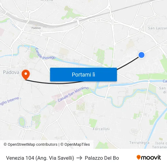 Venezia Cavalcavia to Palazzo Del Bo map
