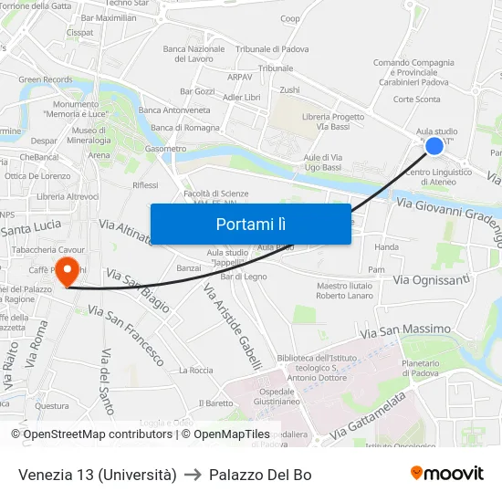 Venezia 13 (Università) to Palazzo Del Bo map