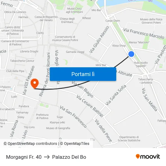Morgagni Fr. 40 to Palazzo Del Bo map