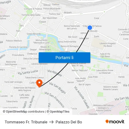 Tommaseo Fr. Tribunale to Palazzo Del Bo map