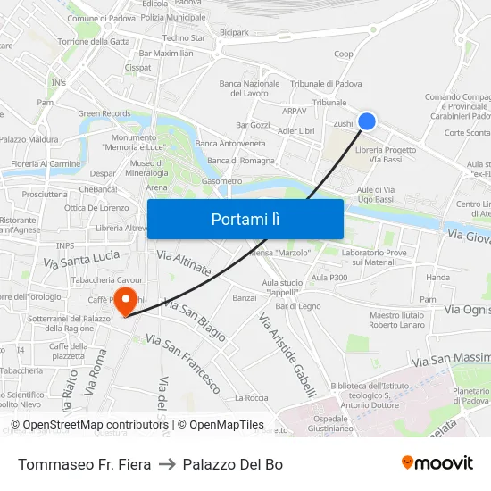 Tommaseo Fr. Fiera to Palazzo Del Bo map