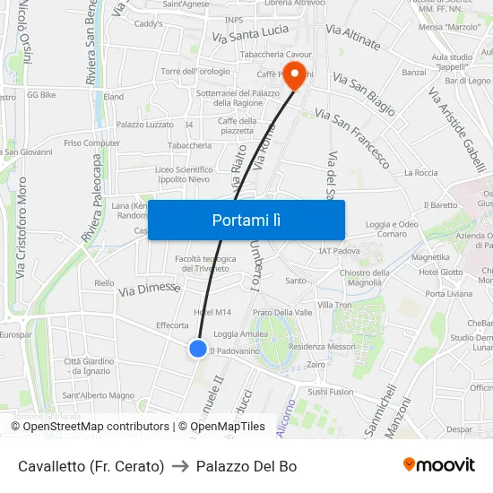 Cavalletto (Fr. Cerato) to Palazzo Del Bo map