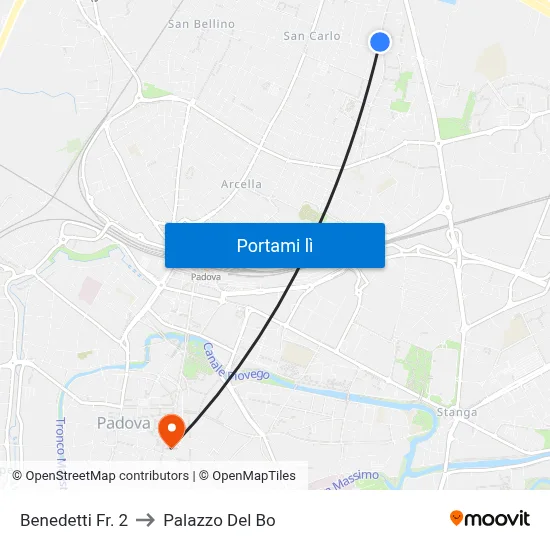 Benedetti Fr. 2 to Palazzo Del Bo map
