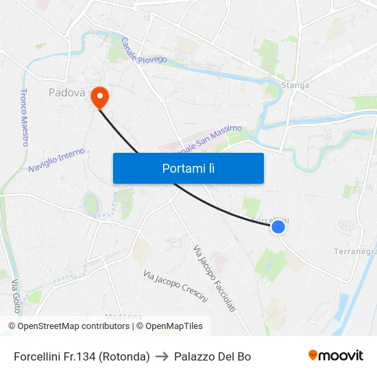 Forcellini Fr.134  (Rotonda) to Palazzo Del Bo map