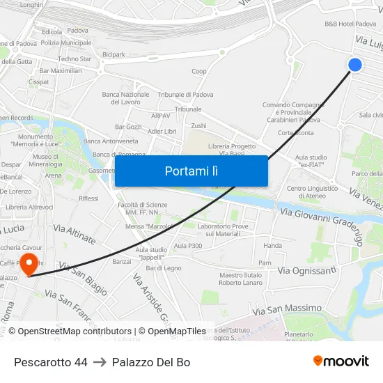 Pescarotto 44 to Palazzo Del Bo map