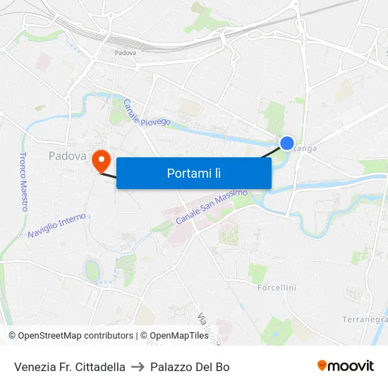Venezia Fr. Cittadella to Palazzo Del Bo map