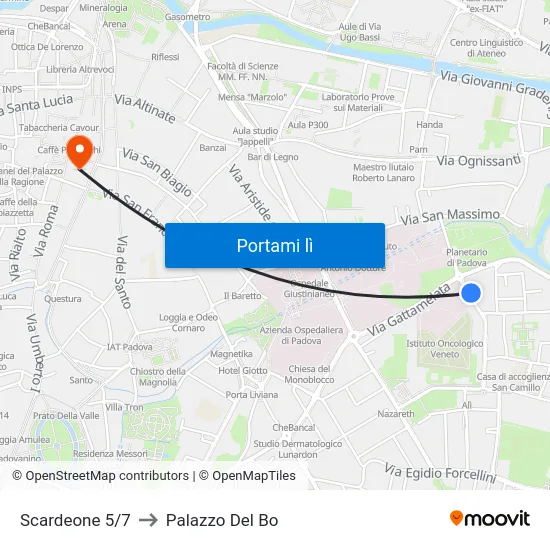 Scardeone 5/7 to Palazzo Del Bo map