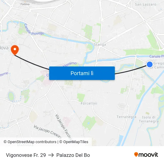 Vigonovese Fr. 29 to Palazzo Del Bo map