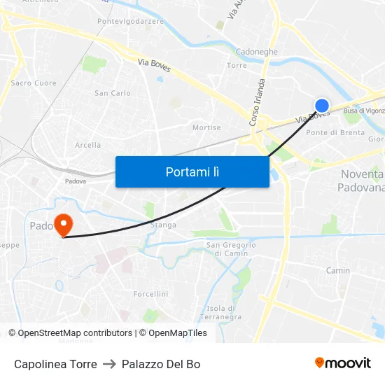 Capolinea Torre to Palazzo Del Bo map