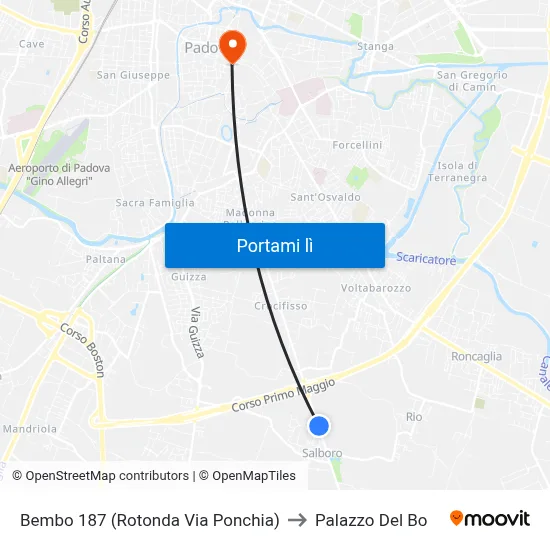 Bembo 187 (Rotonda Via Ponchia) to Palazzo Del Bo map