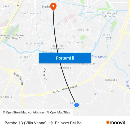 Bembo 13 (Villa Vanna) to Palazzo Del Bo map