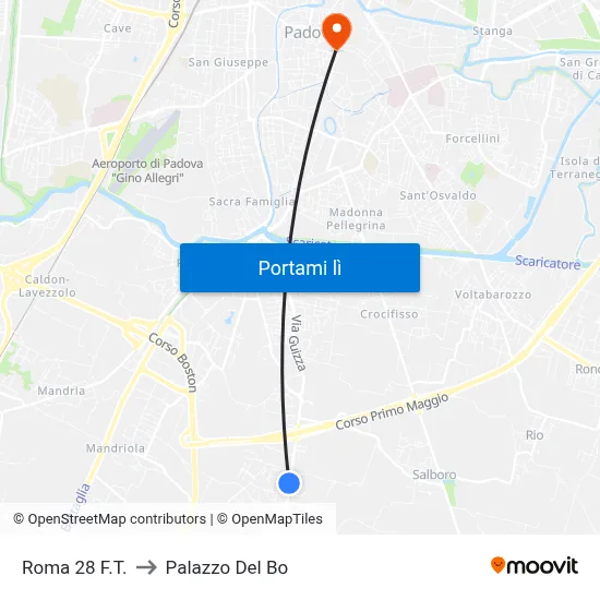 Roma 28  F.T. to Palazzo Del Bo map