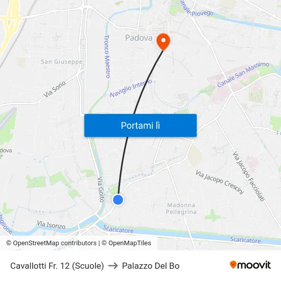 Cavallotti Fr. 12 (Scuole) to Palazzo Del Bo map