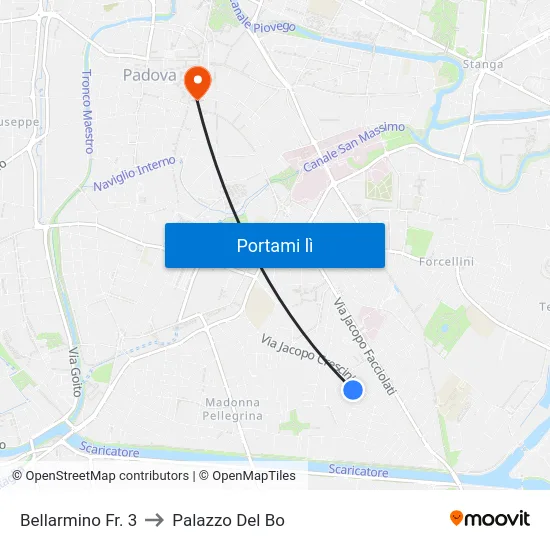 Bellarmino Fr. 3 to Palazzo Del Bo map