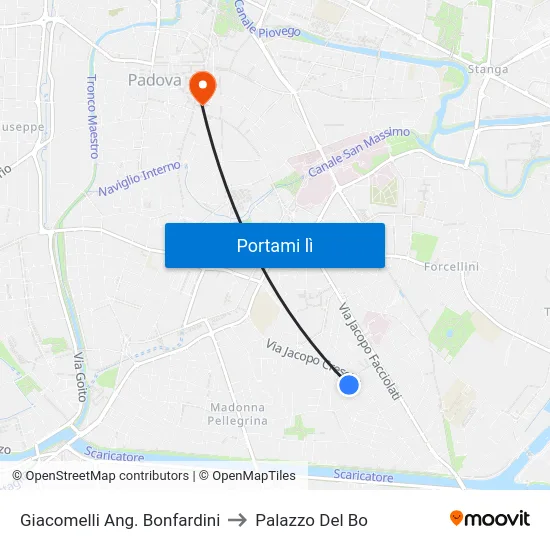 Giacomelli Ang. Bonfardini to Palazzo Del Bo map