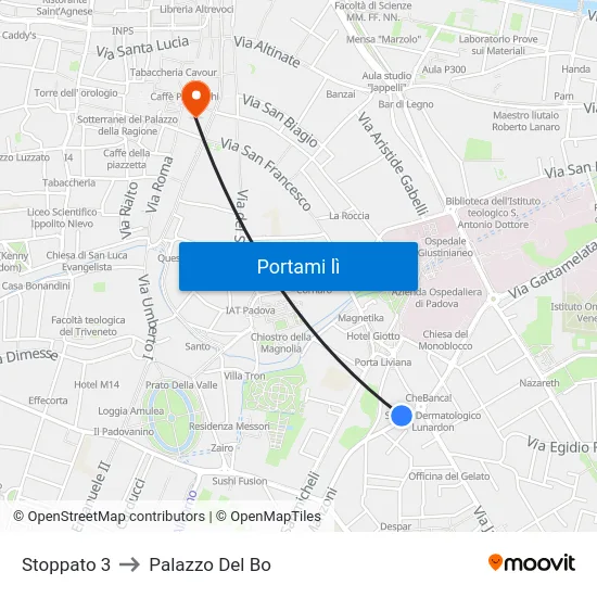 Stoppato 3 to Palazzo Del Bo map