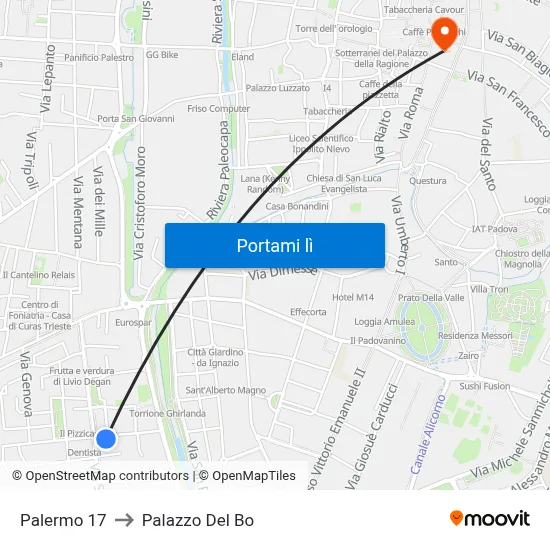 Palermo 17 to Palazzo Del Bo map
