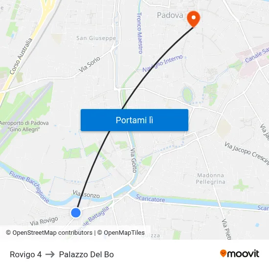 Rovigo 4 to Palazzo Del Bo map