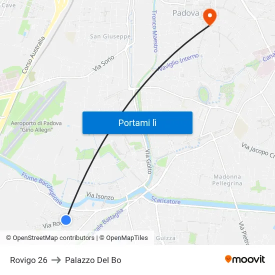 Rovigo 26 to Palazzo Del Bo map