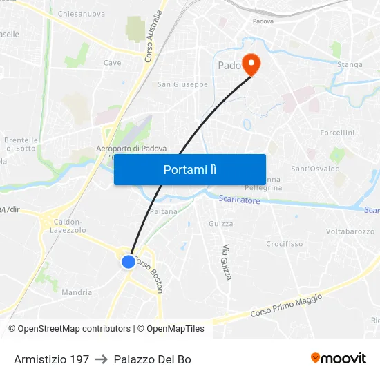 Armistizio 197 to Palazzo Del Bo map