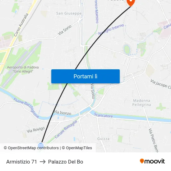 Armistizio 71 to Palazzo Del Bo map