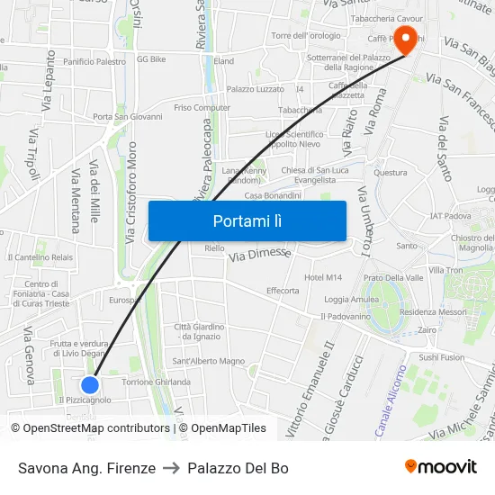 Savona Ang. Firenze to Palazzo Del Bo map
