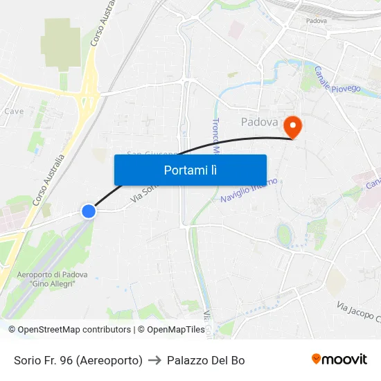 Sorio Fr. 96  (Aereoporto) to Palazzo Del Bo map