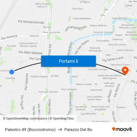 Palestro 49 (Bocciodromo) to Palazzo Del Bo map