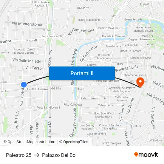 Palestro 25 to Palazzo Del Bo map