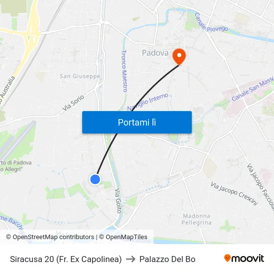 Siracusa 20  (Fr. Ex Capolinea) to Palazzo Del Bo map