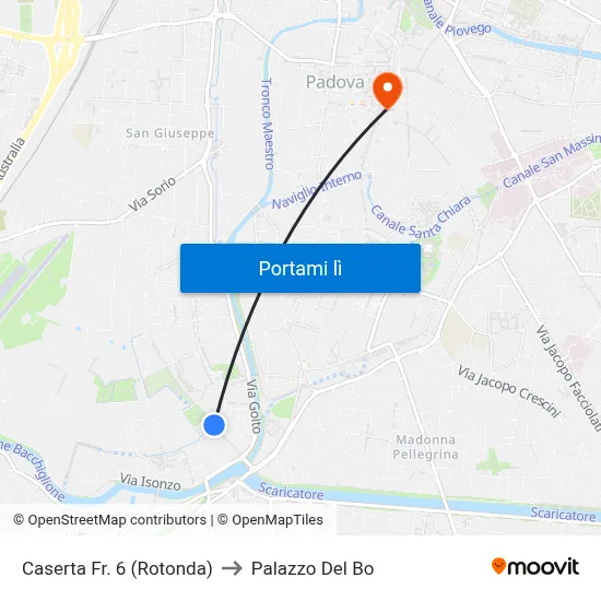 Caserta Fr. 6 (Rotonda) to Palazzo Del Bo map