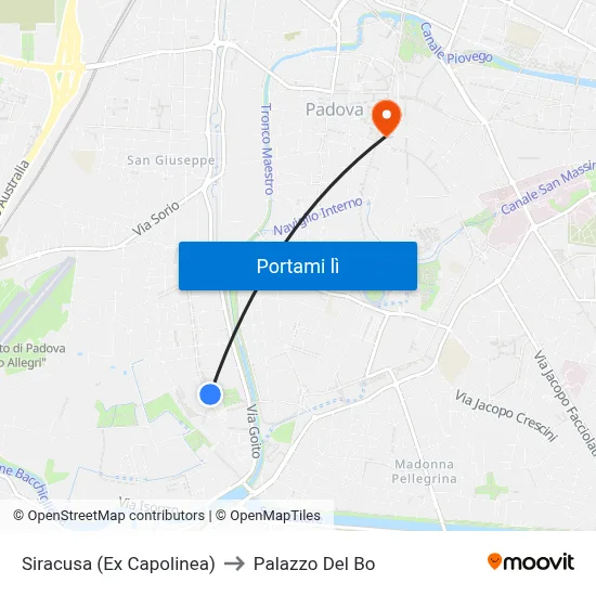 Siracusa (Ex Capolinea) to Palazzo Del Bo map