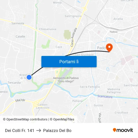 Dei Colli Fr. 141 to Palazzo Del Bo map