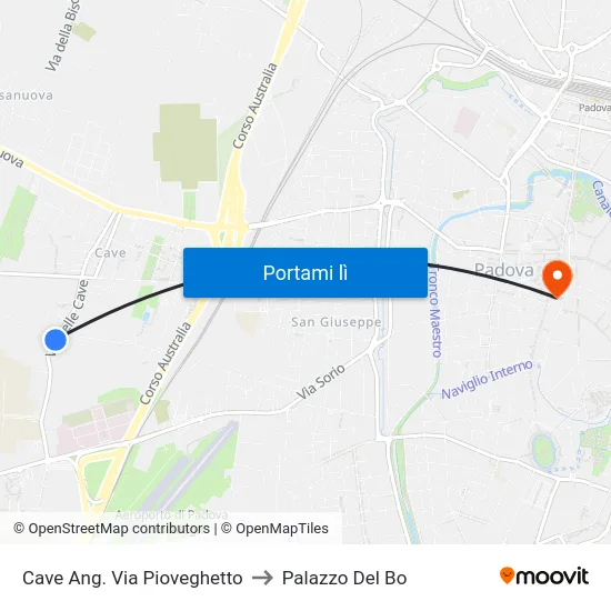 Cave Ang. Via Pioveghetto to Palazzo Del Bo map
