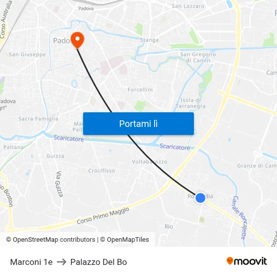 Marconi 1e to Palazzo Del Bo map