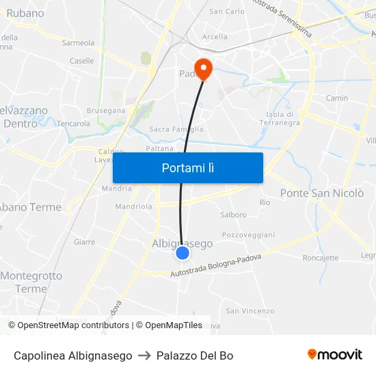 Capolinea Albignasego to Palazzo Del Bo map