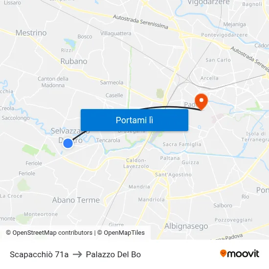 Scapacchiò 71a to Palazzo Del Bo map