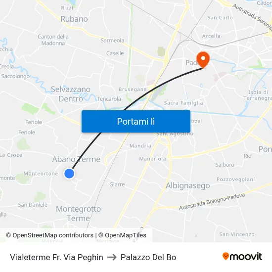 Vialeterme Fr. Via Peghin to Palazzo Del Bo map