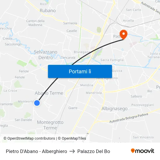Pietro D'Abano - Alberghiero to Palazzo Del Bo map