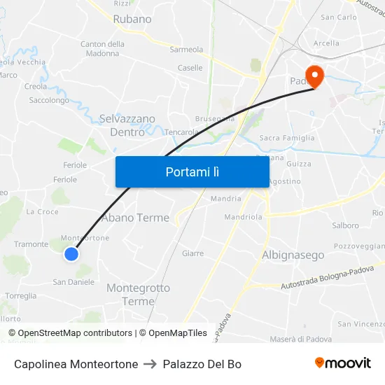 Capolinea Monteortone to Palazzo Del Bo map