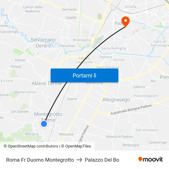 Roma Fr Duomo Montegrotto to Palazzo Del Bo map