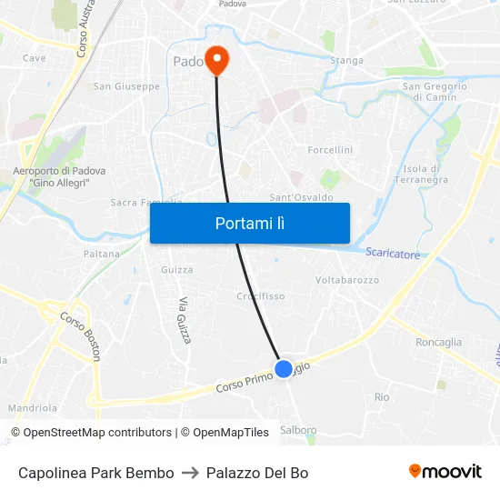 Capolinea Park Bembo to Palazzo Del Bo map