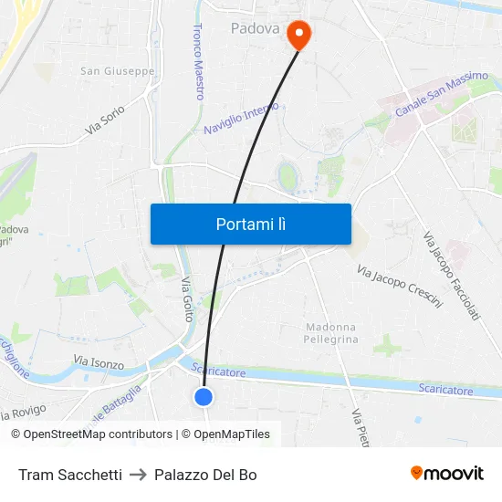 Tram Sacchetti to Palazzo Del Bo map