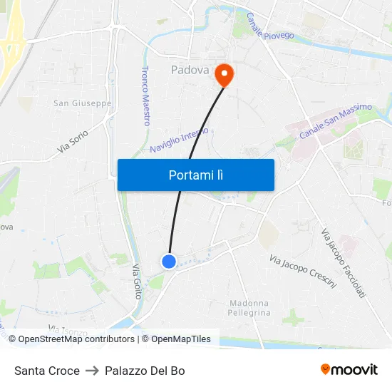 Santa Croce to Palazzo Del Bo map