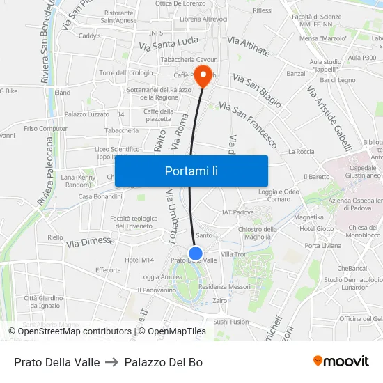 Prato Della Valle to Palazzo Del Bo map