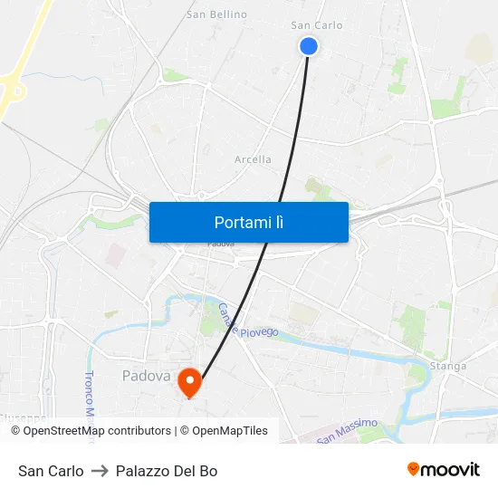 San Carlo to Palazzo Del Bo map