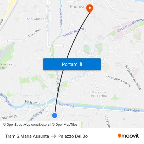 Tram S.Maria Assunta to Palazzo Del Bo map